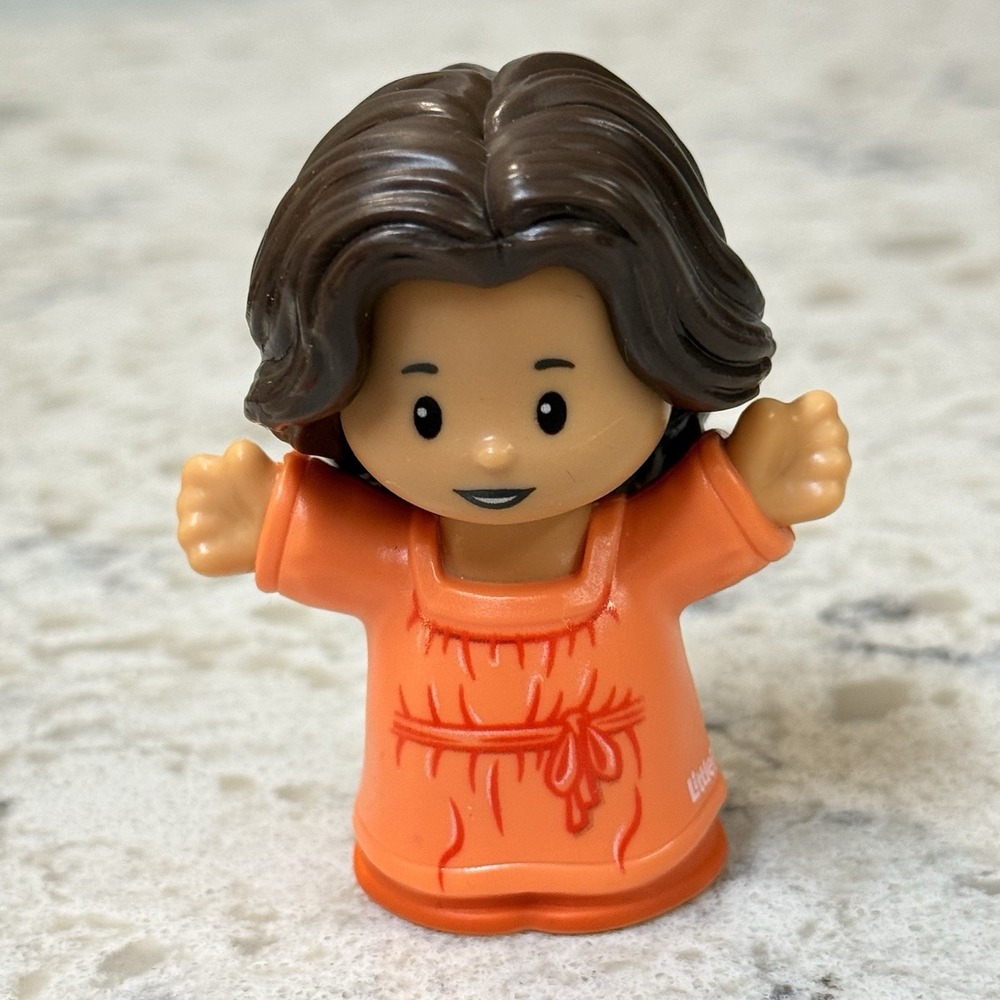 Fisher Price Little People Mom Mother Woman Orange Dress Brown Hair 2021 2025